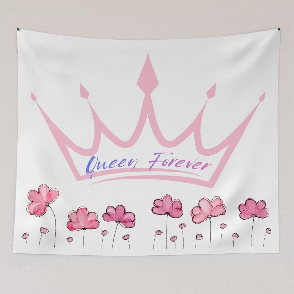 Item preview, Queen Forever Pink Crown Watercolor Flowers Aesthetic Quote designed and sold by byLizedesigns.