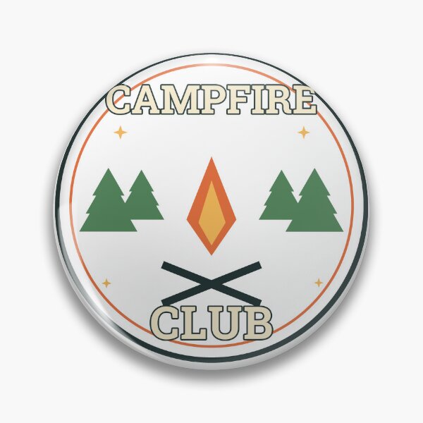 Item preview, Campfire Club Outdoor Camping Badge designed and sold by Cozy Oddities Studio.
