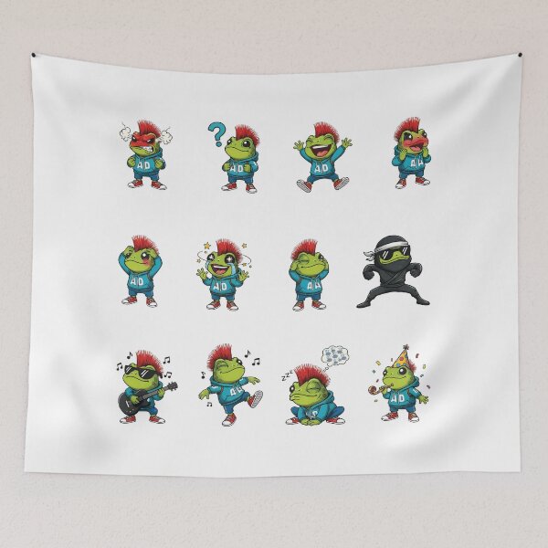 Item preview, Funny Punk Frog Sticker Pack — Mohawk Frog Expression Meme Characters designed and sold by RamyGallery.