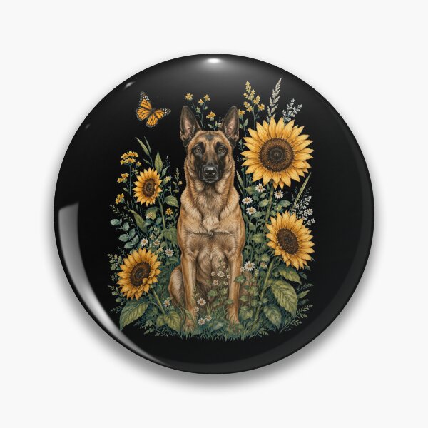 Item preview, Belgian Malinois With Sunflower Cottagecore Art Dog Owner designed and sold by TerryConnells.