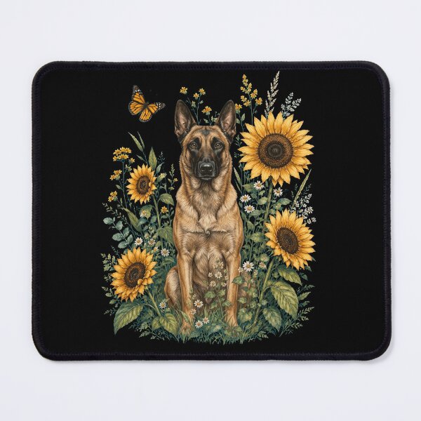 Item preview, Belgian Malinois With Sunflower Cottagecore Art Dog Owner designed and sold by TerryConnells.