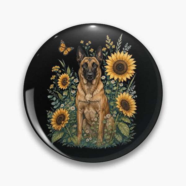 Item preview, Belgian Shepherd With Sunflower Cottagecore Art Dog Owner designed and sold by TerryConnells.