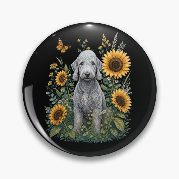 Item preview, Bedlington Terrier With Sunflower Cottagecore Art Dog Owner designed and sold by TerryConnells.