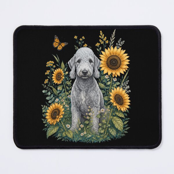 Item preview, Bedlington Terrier With Sunflower Cottagecore Art Dog Owner designed and sold by TerryConnells.
