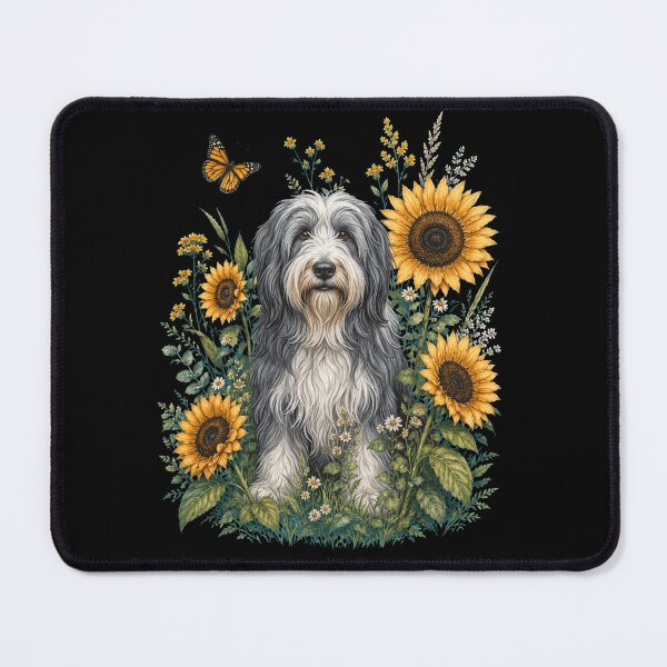 Item preview, Bearded Collie With Sunflower Cottagecore Art Dog Owner designed and sold by TerryConnells.