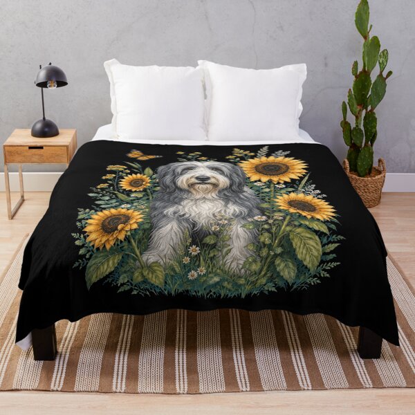 Item preview, Bearded Collie With Sunflower Cottagecore Art Dog Owner designed and sold by TerryConnells.