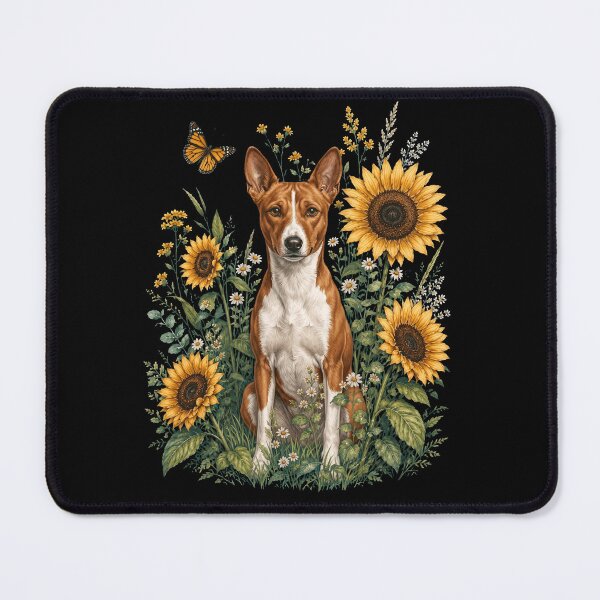 Item preview, Basenji With Sunflower Cottagecore Art Dog Owner designed and sold by TerryConnells.