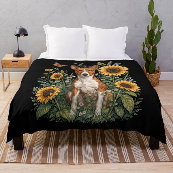 Item preview, Basenji With Sunflower Cottagecore Art Dog Owner designed and sold by TerryConnells.