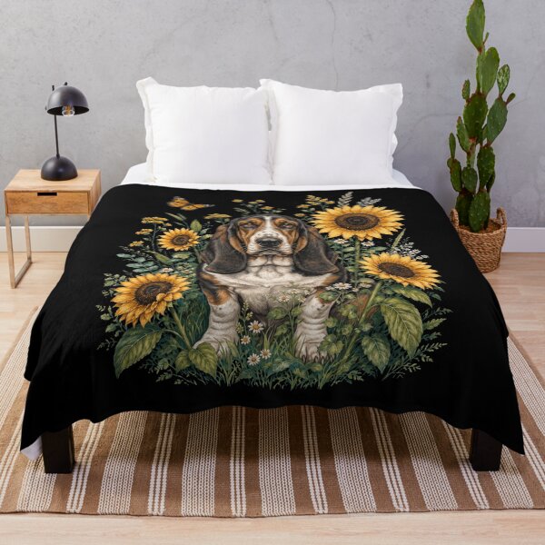 Item preview, Basset Hound With Sunflower Cottagecore Art Dog Owner designed and sold by TerryConnells.