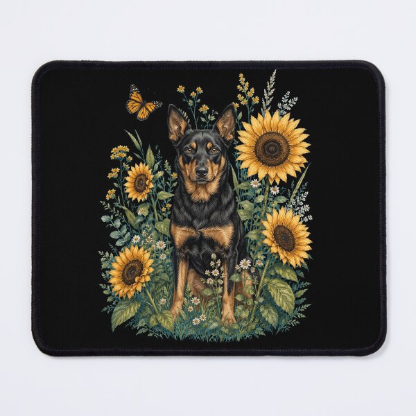 Item preview, Australian Kelpie With Sunflower Cottagecore Art Dog Owner designed and sold by TerryConnells.
