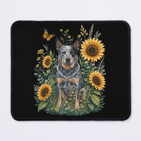Item preview, Australian Cattle Dog With Sunflower Cottagecore Art Dog Owner designed and sold by TerryConnells.