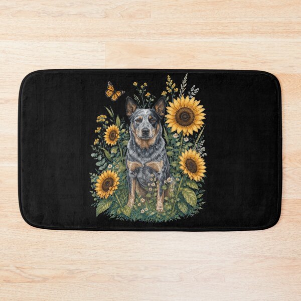 Item preview, Australian Cattle Dog With Sunflower Cottagecore Art Dog Owner designed and sold by TerryConnells.