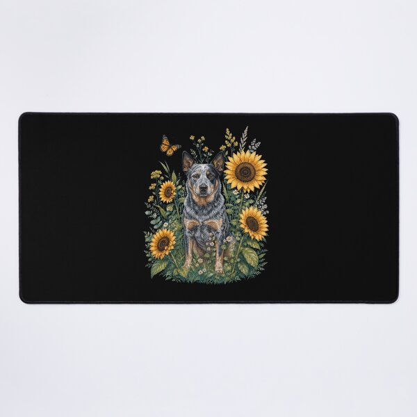 Item preview, Australian Cattle Dog With Sunflower Cottagecore Art Dog Owner designed and sold by TerryConnells.