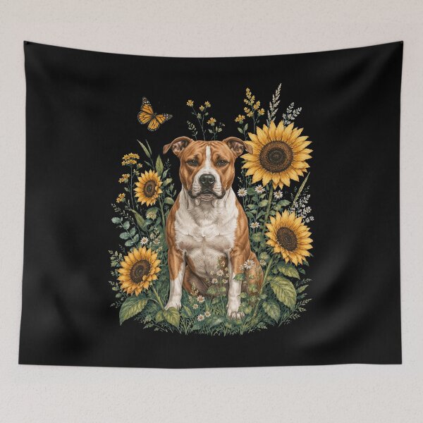 Item preview, Dueño de un perro American Staffordshire Terrier con arte cottagecore de girasol designed and sold by TerryConnells.