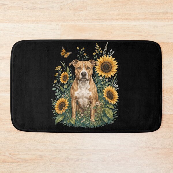 Item preview, American Pit Bull Terrier With Sunflower Cottagecore Art Dog Owner designed and sold by TerryConnells.