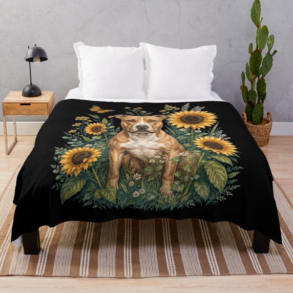 Item preview, American Pit Bull Terrier With Sunflower Cottagecore Art Dog Owner designed and sold by TerryConnells.