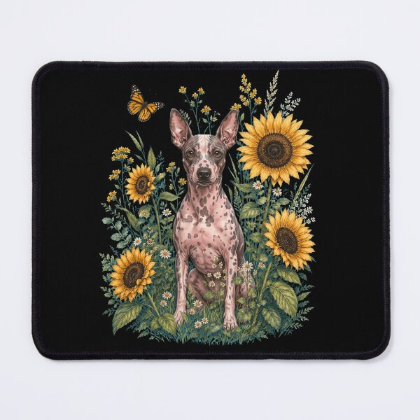 Item preview, American Hairless Terrier With Sunflower Cottagecore Art Dog Owner designed and sold by TerryConnells.