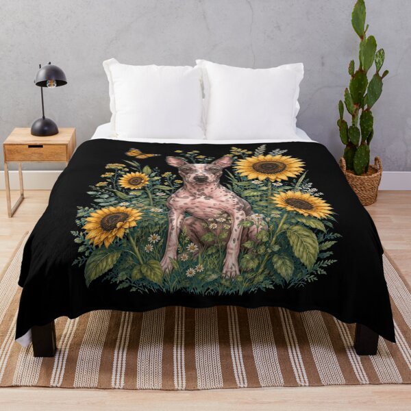 Item preview, American Hairless Terrier With Sunflower Cottagecore Art Dog Owner designed and sold by TerryConnells.