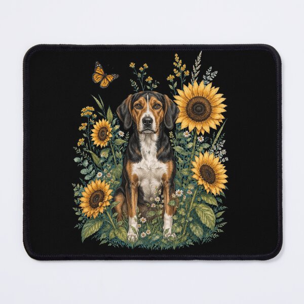 Item preview, American Foxhound With Sunflower Cottagecore Art Dog Owner designed and sold by TerryConnells.