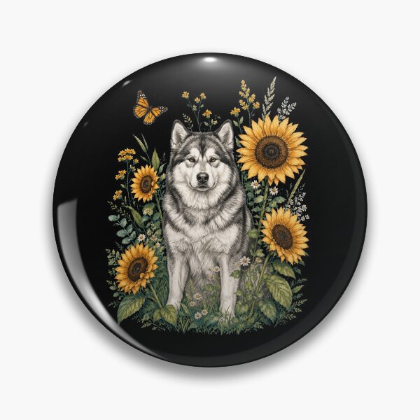 Item preview, Alaskan Malamute With Sunflower Cottagecore Art Dog Owner designed and sold by TerryConnells.