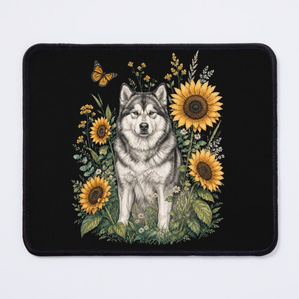 Item preview, Alaskan Malamute With Sunflower Cottagecore Art Dog Owner designed and sold by TerryConnells.