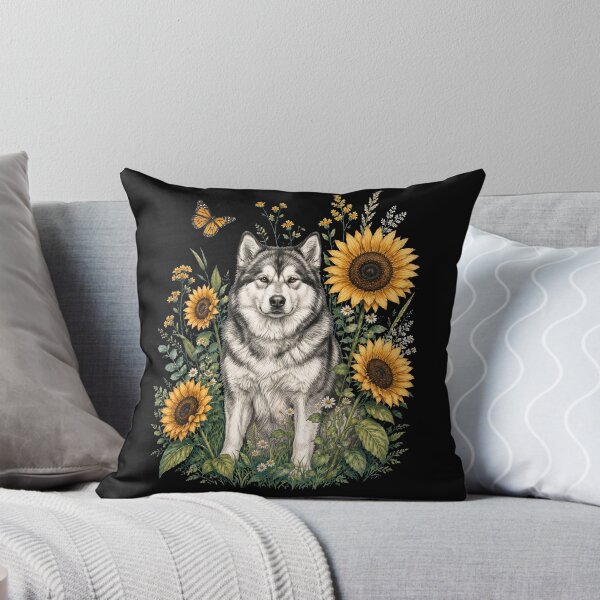 Item preview, Alaskan Malamute With Sunflower Cottagecore Art Dog Owner designed and sold by TerryConnells.