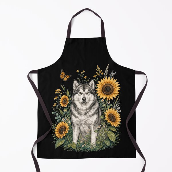 Item preview, Alaskan Malamute With Sunflower Cottagecore Art Dog Owner designed and sold by TerryConnells.
