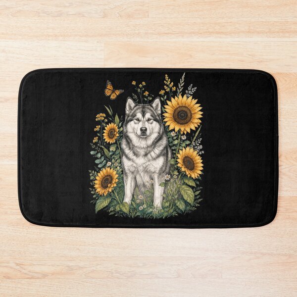 Item preview, Alaskan Malamute With Sunflower Cottagecore Art Dog Owner designed and sold by TerryConnells.