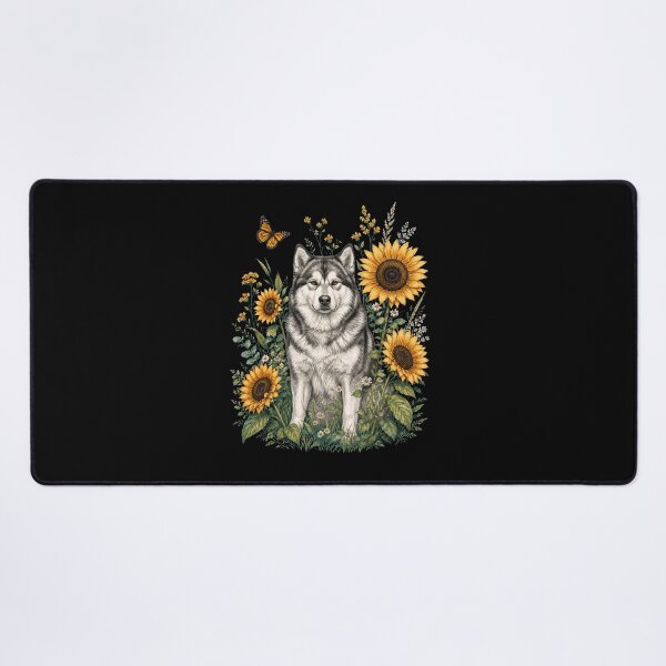 Item preview, Alaskan Malamute With Sunflower Cottagecore Art Dog Owner designed and sold by TerryConnells.