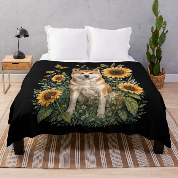 Item preview, Akita With Sunflower Cottagecore Art Dog Owner designed and sold by TerryConnells.