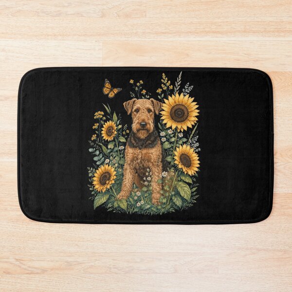 Item preview, Airedale Terrier With Sunflower Cottagecore Art Dog Owner designed and sold by TerryConnells.