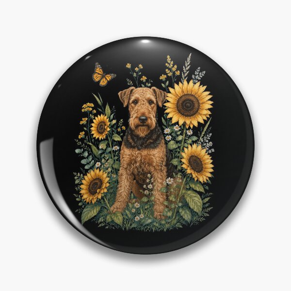 Item preview, Airedale Terrier With Sunflower Cottagecore Art Dog Owner designed and sold by TerryConnells.