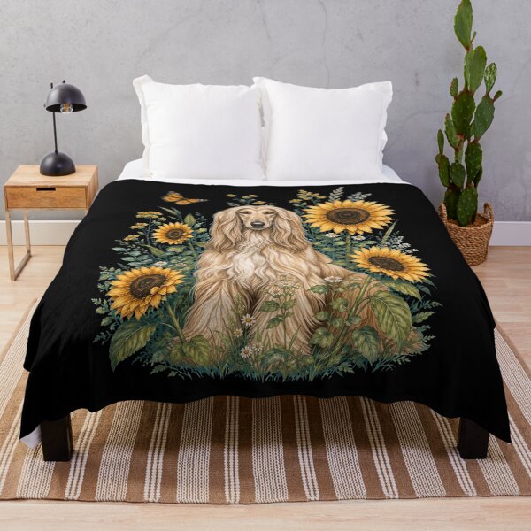 Artikelvorschau, Afghanischer Windhund mit Sonnenblume, Cottagecore-Kunst, Hundebesitzer entworfen und verkauft von TerryConnells.