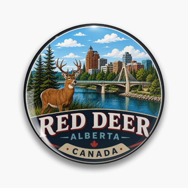 Item preview, Red Deer, Alberta, Canada -   River Bridge Cityscape designed and sold by Myra365Art.
