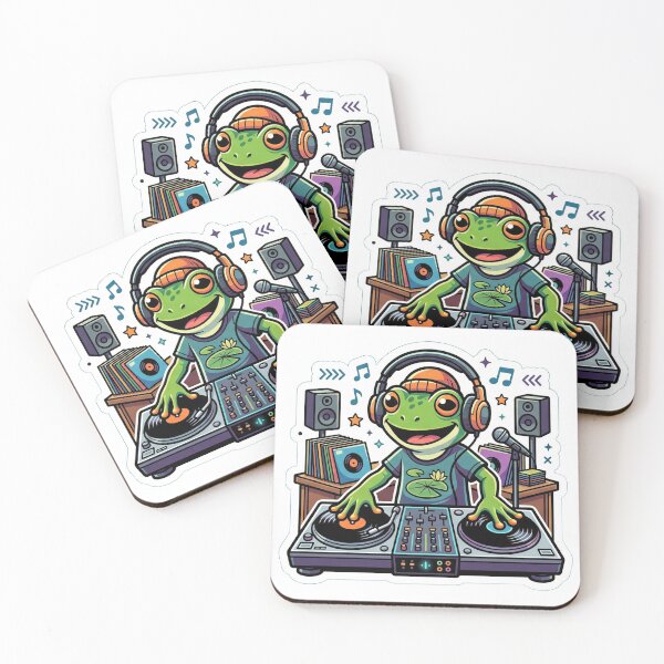 Item preview, Frog DJ Spinning Vinyl – Neon Music Cartoon Frog Party Aesthetic designed and sold by ArtsyExplorer.