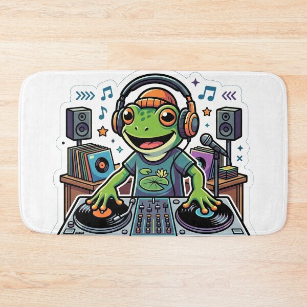 Item preview, Frog DJ Spinning Vinyl – Neon Music Cartoon Frog Party Aesthetic designed and sold by ArtsyExplorer.