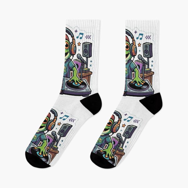 Item preview, Frog DJ Spinning Vinyl – Neon Music Cartoon Frog Party Aesthetic designed and sold by ArtsyExplorer.