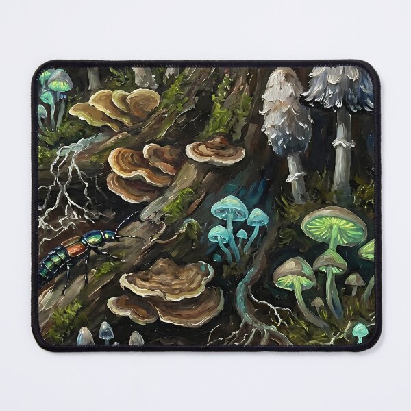 Item preview, Bioluminescent Mushroom Forest Fantasy Art | Mycelium Woodland Creature Illustration designed and sold by cr6zym1nd.