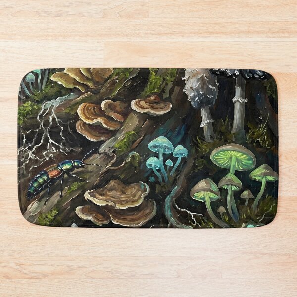 Item preview, Bioluminescent Mushroom Forest Fantasy Art | Mycelium Woodland Creature Illustration designed and sold by cr6zym1nd.