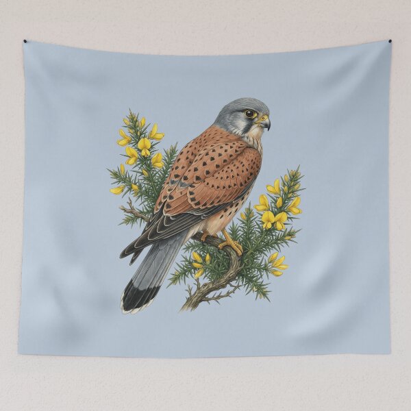 Item preview, Common Kestrel Bird Botanical Illustration designed and sold by BirdsnStuff.