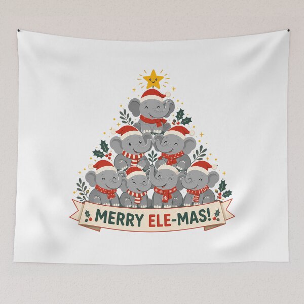 Item preview, Merry Ele-Mas Elephant Christmas Tree Pun designed and sold by chattsuede.