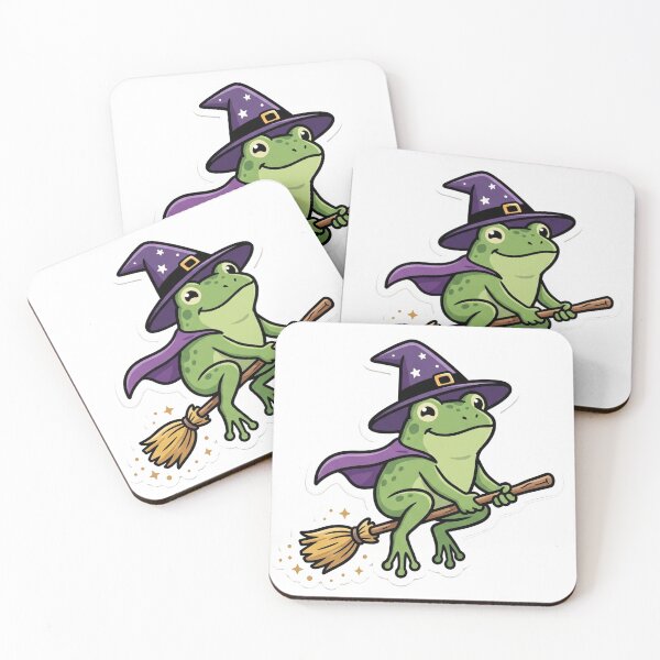 Item preview, Cute Witch Frog Flying on Broom – Magical Cartoon Fantasy Aesthetic designed and sold by ArtsyExplorer.