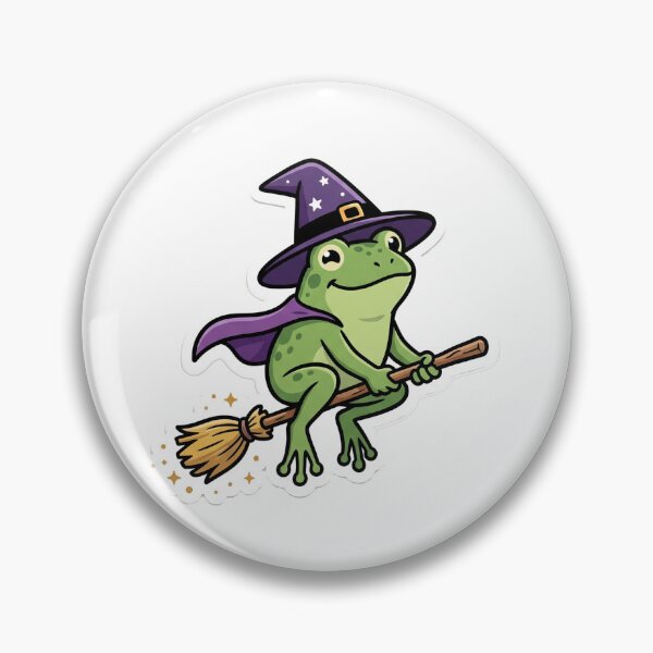 Item preview, Cute Witch Frog Flying on Broom – Magical Cartoon Fantasy Aesthetic designed and sold by ArtsyExplorer.