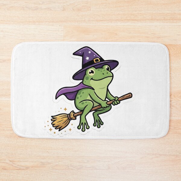 Item preview, Cute Witch Frog Flying on Broom – Magical Cartoon Fantasy Aesthetic designed and sold by ArtsyExplorer.