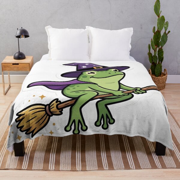 Item preview, Cute Witch Frog Flying on Broom – Magical Cartoon Fantasy Aesthetic designed and sold by ArtsyExplorer.