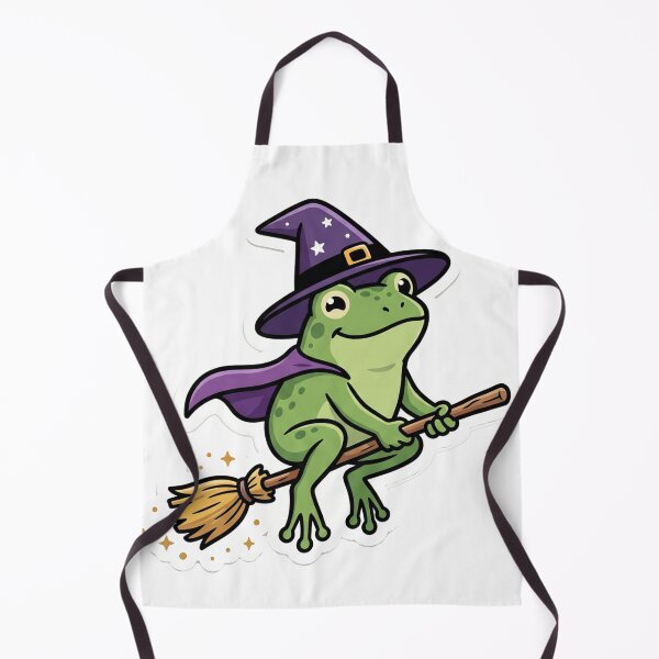 Item preview, Cute Witch Frog Flying on Broom – Magical Cartoon Fantasy Aesthetic designed and sold by ArtsyExplorer.