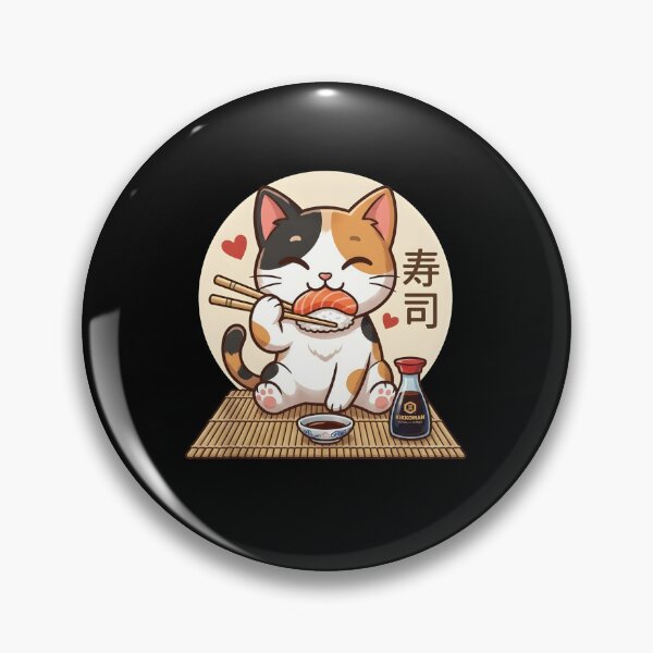 Item preview, cute kawaii cat eating sushi in japanese style designed and sold by wingoo22.