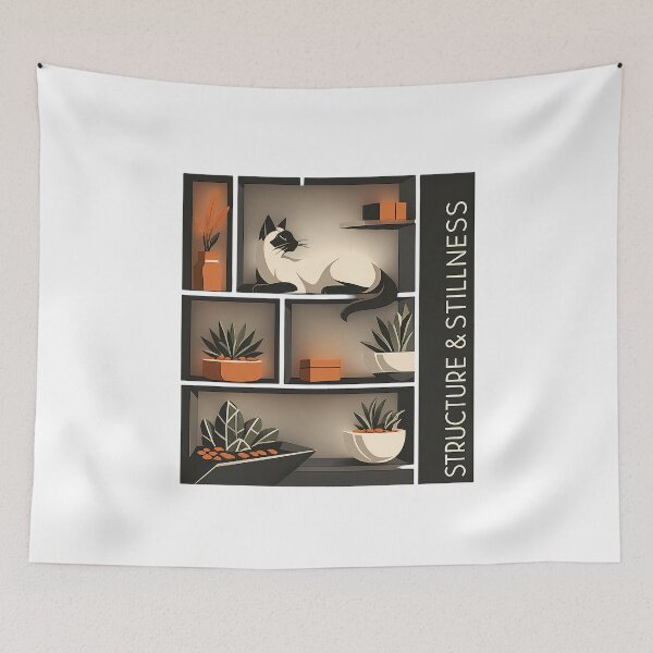 Item preview, Structure Stillness Siamese Cat Minimalist Home Decor designed and sold by chattsuede.