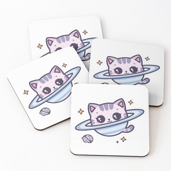 Item preview, Cute Kawaii Cat Planet Saturn Rings Space Sticker designed and sold by KooksStudio.