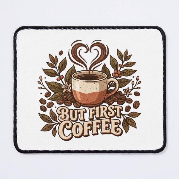 Item preview, But First Coffee — Vintage Botanical Coffee Cup Heart Steam Floral Graphic Tee designed and sold by HobsS.